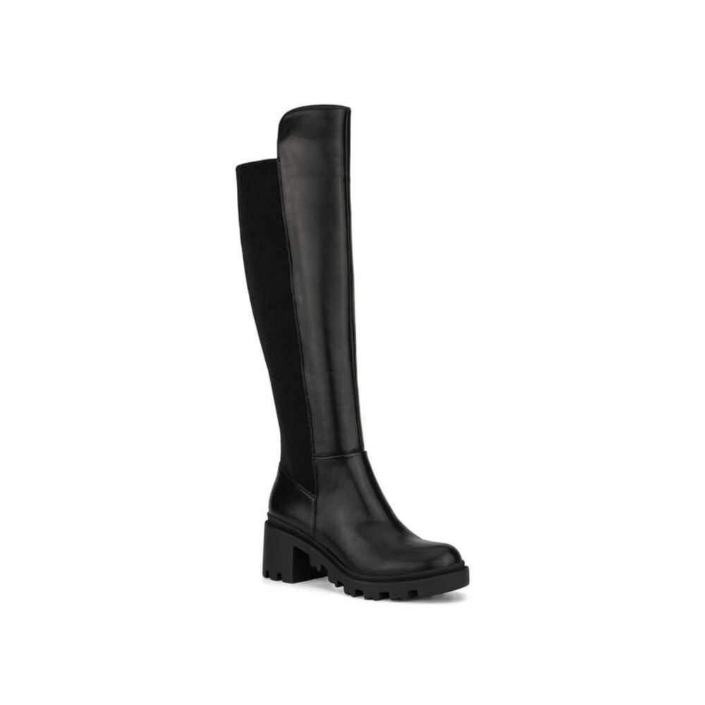 NEW YORK & CO Womens Black Water Repellent Aria Toe Block Heel Boots Shoes 11